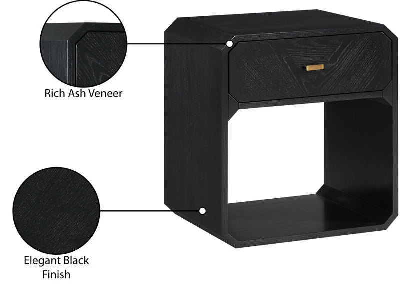 Parker Ash Veneer Nightstand in Black - 300Black-NS