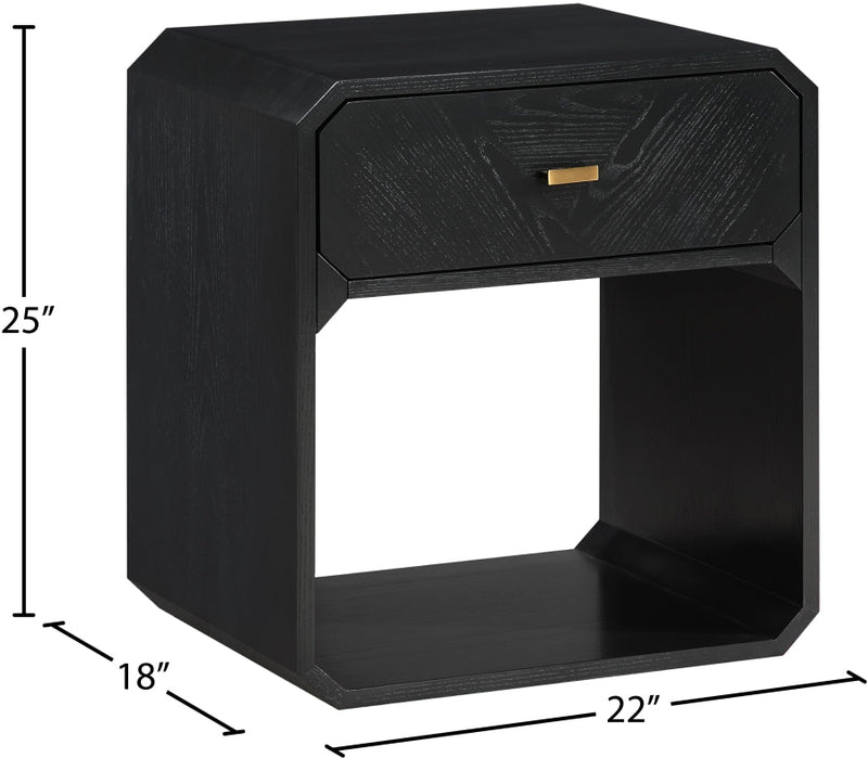 Parker Ash Veneer Nightstand in Black - 300Black-NS
