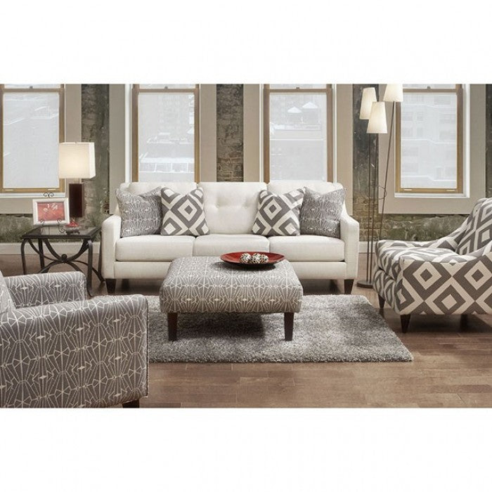 Parker Gray/Pattern Ottoman - SM8563-OT-EC