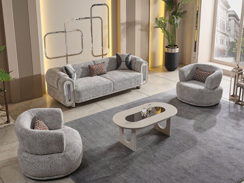 Parma 3-pieces (Sofa & Loveseat & Chair) Livingroom Set Light Grey in Light Grey - 101-PARM-HIL40401-321