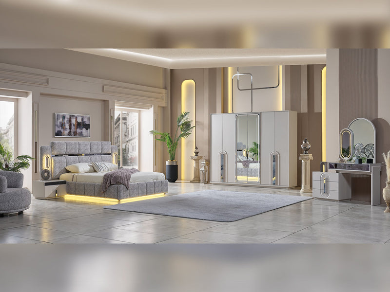 Parma Bedroom (Queen Frame With Headboard & Dresser With Mirror & 2 Nightstand) - 120-PARM-SET