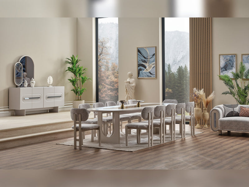 Parma Diningroom (Consol With Mirror & Dining Table & 6 Dining Chair) - 115-PARM-DT-6-SET