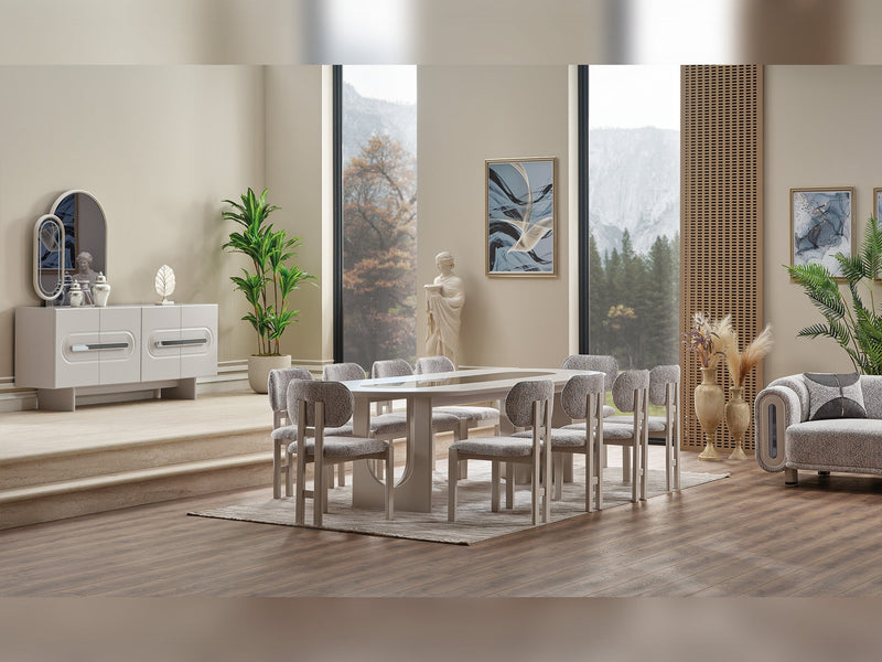 Parma Diningroom (Consol With Mirror & Dining Table & 6 Dining Chair) - 115-PARM-DT-6-SET