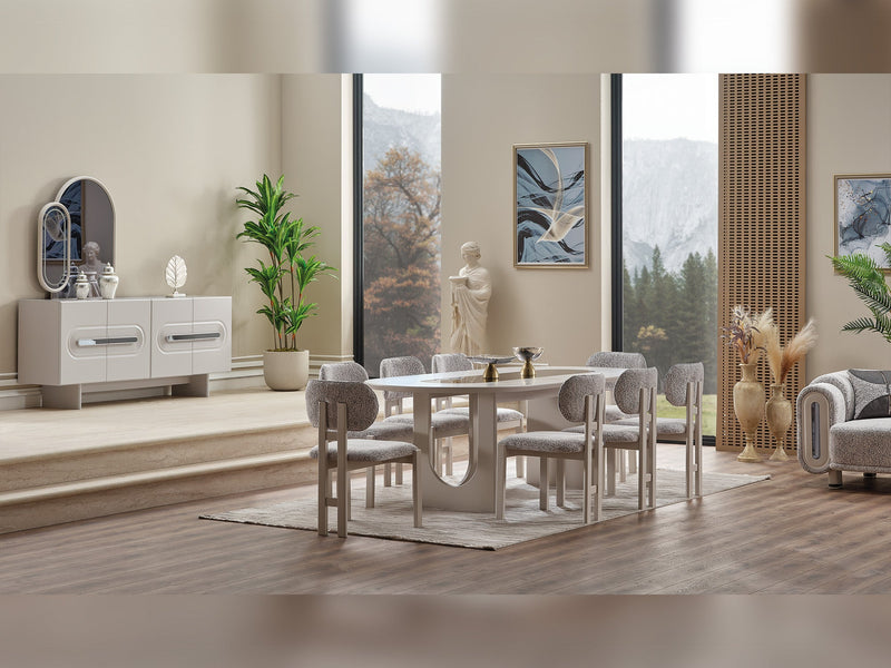 Parma Diningroom (Consol With Mirror & Dining Table & 6 Dining Chair) - 115-PARM-DT-6-SET