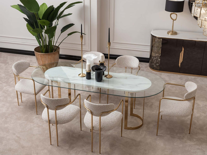 Parma Diningroom (Consol With Mirror & Dining Table & 6 Dining Chair) - 200-GAB-PAR-DT-6-SET