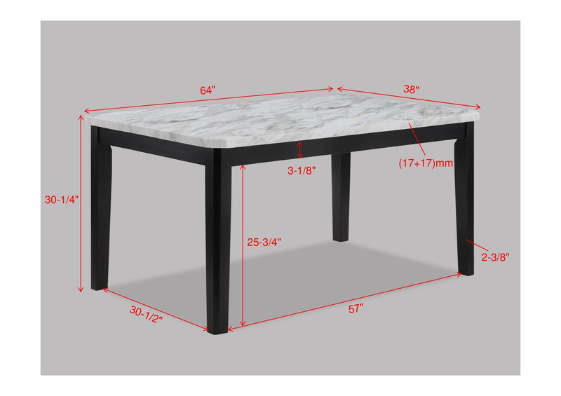 Pascal Black/Gray Marble - Top Dining Set - Gate FurnitureDining Room Set