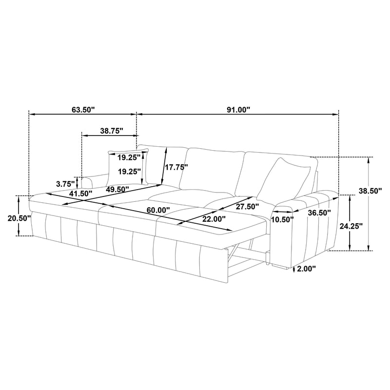 Pastrana Upholstered Sleeper Sectional Sofa LAF Chaise Grey - 500349