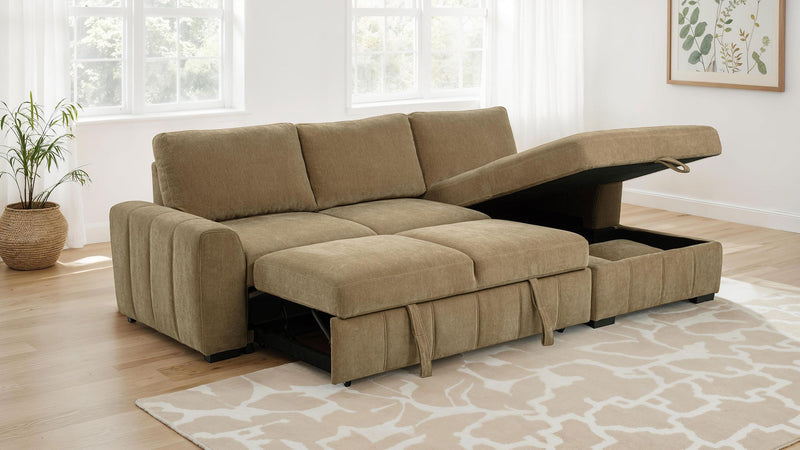 Pastrana Upholstered Sleeper Sectional Sofa RAF Chaise Camel - 500348