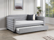 Patricia Boucle Upholstered Twin Day Bed with Trundle Grey  - 300718