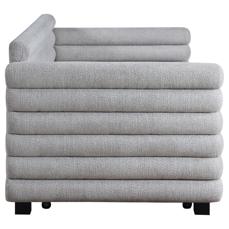 Patricia Boucle Upholstered Twin Day Bed with Trundle Grey  - 300718