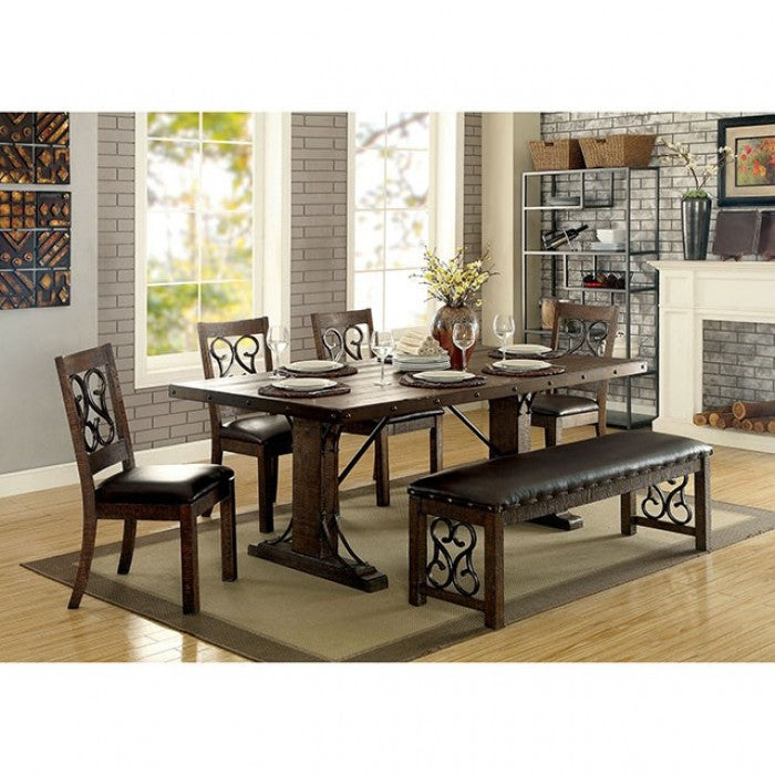 Paulina Rustic Walnut/Espresso Dining Table - CM3465T