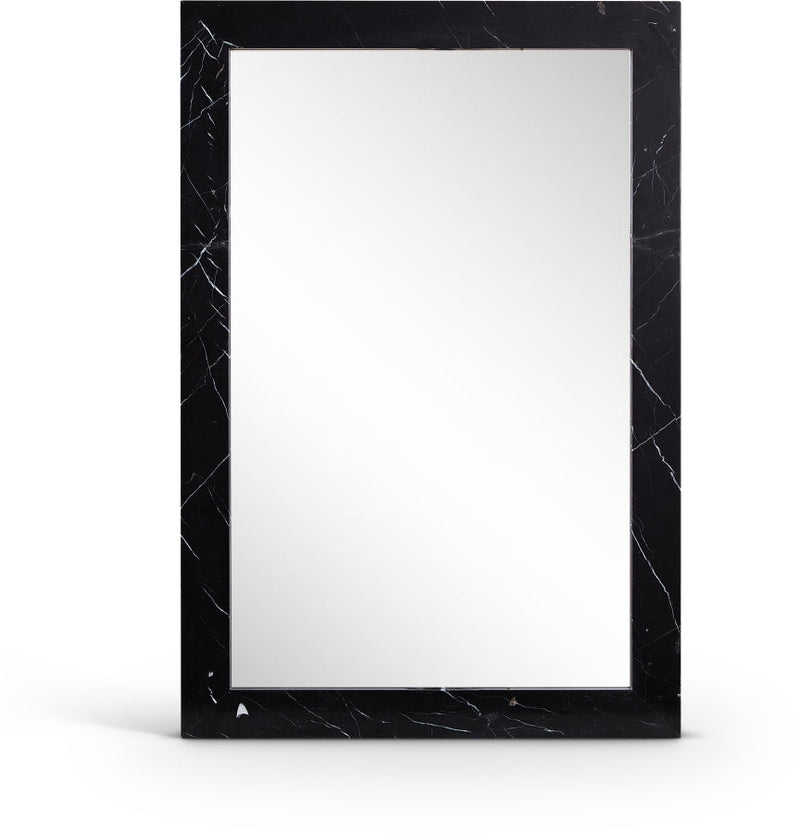 Pavia Genuine Marble Frame Mirror in Black - 66086Black-M