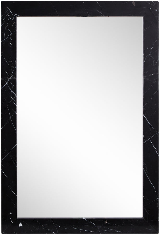 Pavia Genuine Marble Frame Mirror in Black - 66086Black-M