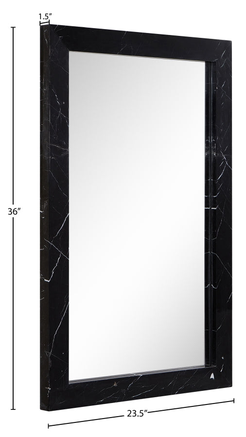 Pavia Genuine Marble Frame Mirror in Black - 66086Black-M