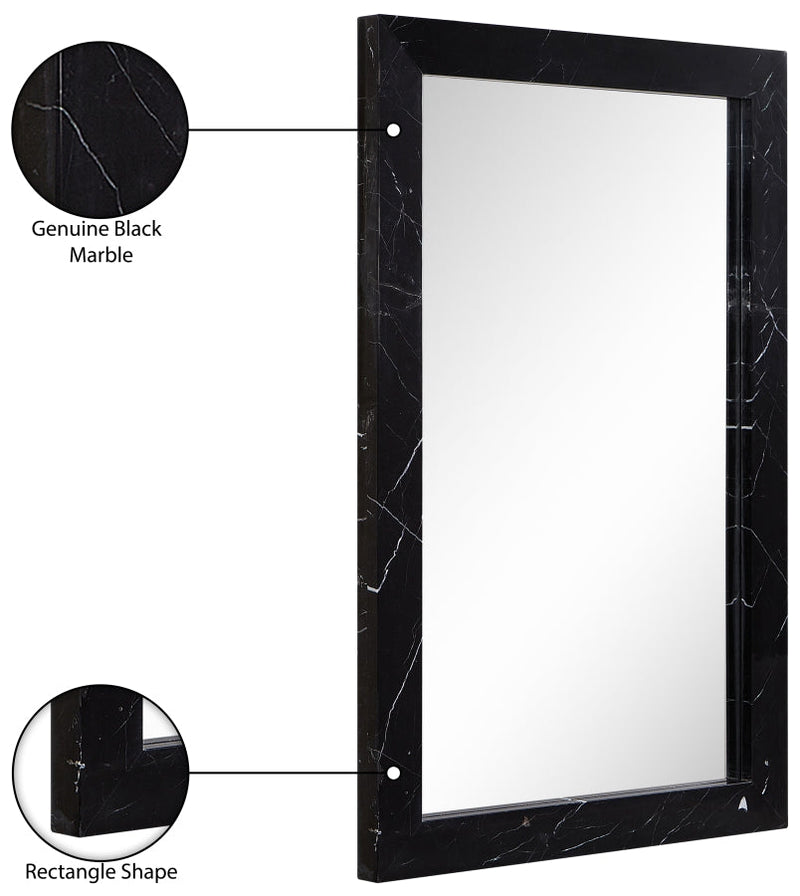 Pavia Genuine Marble Frame Mirror in Black - 66086Black-M