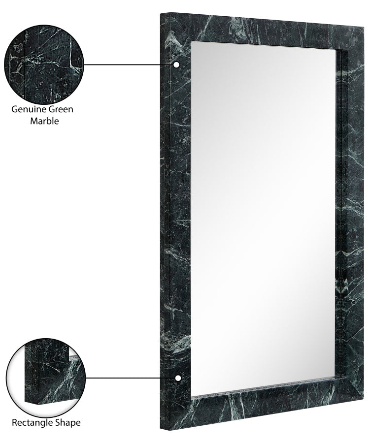 Pavia Genuine Marble Frame Mirror in Green - 66086Green-M