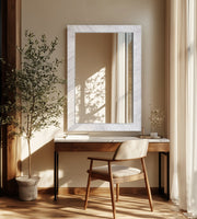 Pavia Genuine Marble Frame Mirror in White - 66086White-M