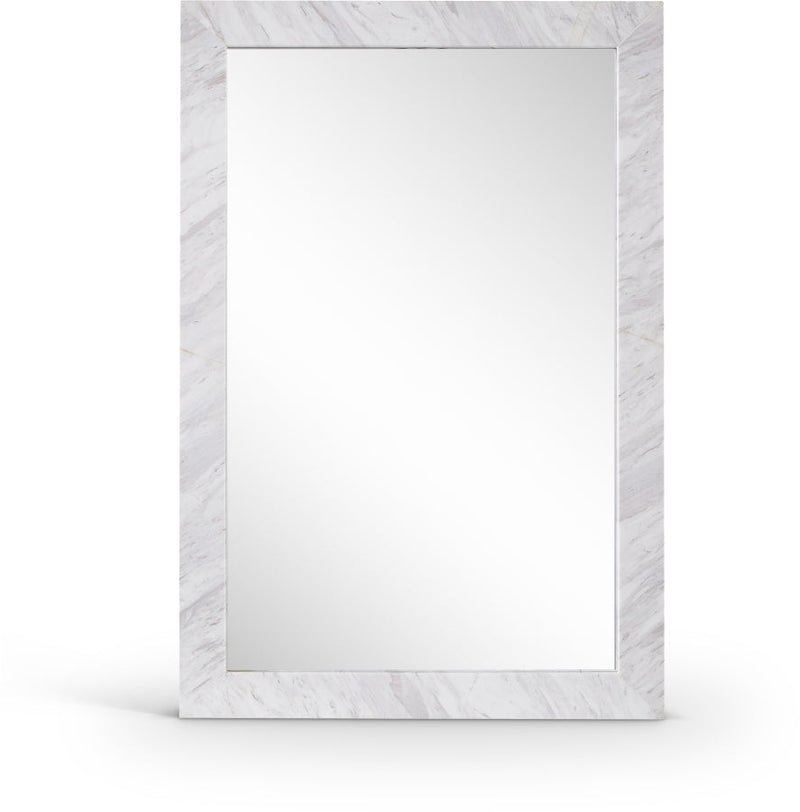 Pavia Genuine Marble Frame Mirror in White - 66086White-M