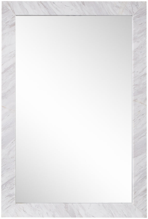 Pavia Genuine Marble Frame Mirror in White - 66086White-M