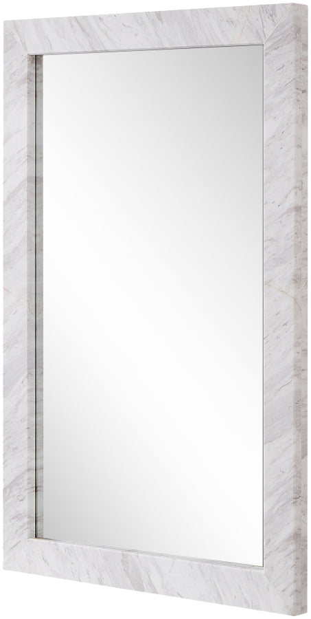 Pavia Genuine Marble Frame Mirror in White - 66086White-M