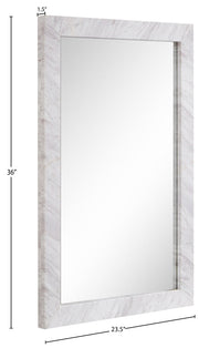 Pavia Genuine Marble Frame Mirror in White - 66086White-M