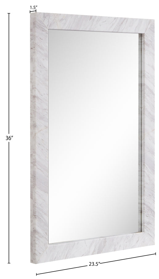 Pavia Genuine Marble Frame Mirror in White - 66086White-M