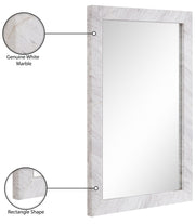 Pavia Genuine Marble Frame Mirror in White - 66086White-M