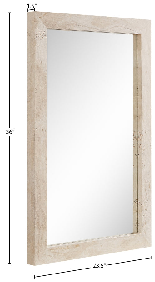 Pavia Genuine Travertine Frame Mirror in Natural - 66087Travertine-M