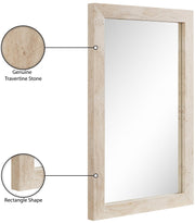 Pavia Genuine Travertine Frame Mirror in Natural - 66087Travertine-M