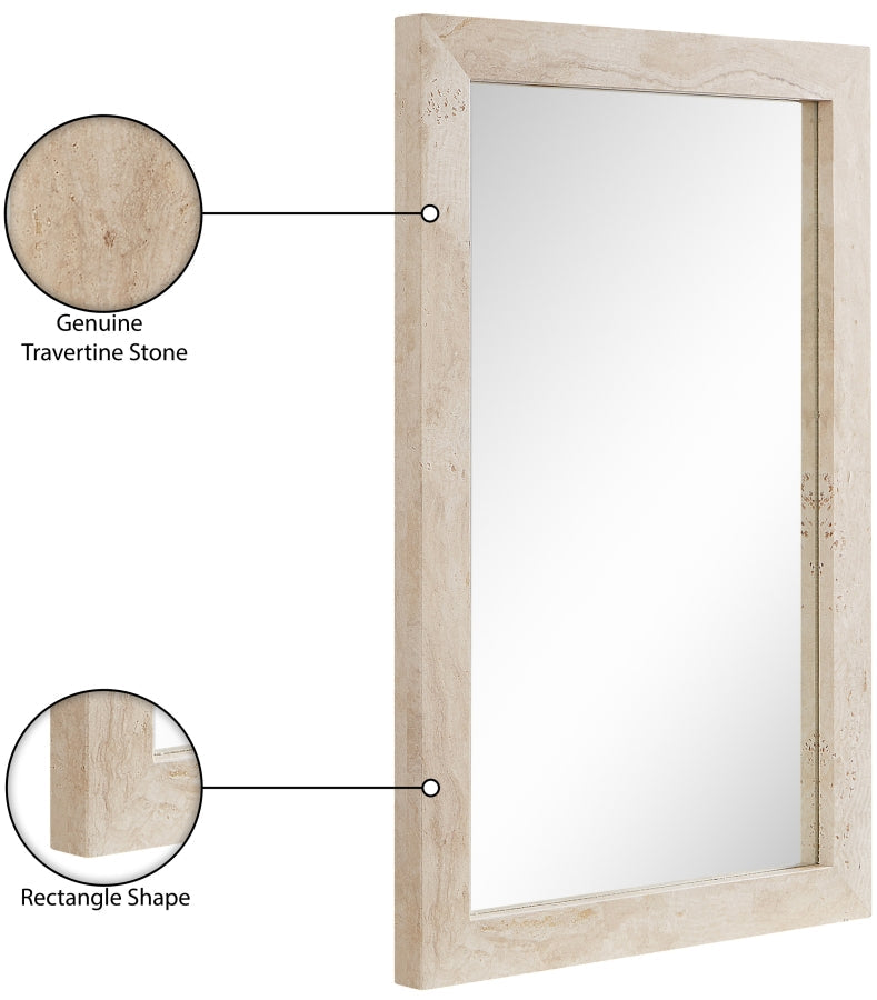 Pavia Genuine Travertine Frame Mirror in Natural - 66087Travertine-M