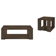 Pavone 2-Piece Coffee and End Table Set with Open Shelves Dark Rustic Mango - 706628-S2