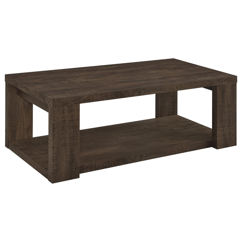 Pavone 2-Piece Coffee and End Table Set with Open Shelves Dark Rustic Mango - 706628-S2