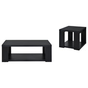 Pavone 2-Piece Transitional Coffee and End Table Set with Shelves Black - 706638-S2