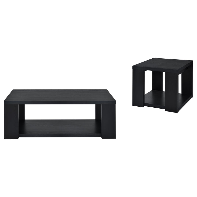 Pavone 2-Piece Transitional Coffee and End Table Set with Shelves Black - 706638-S2