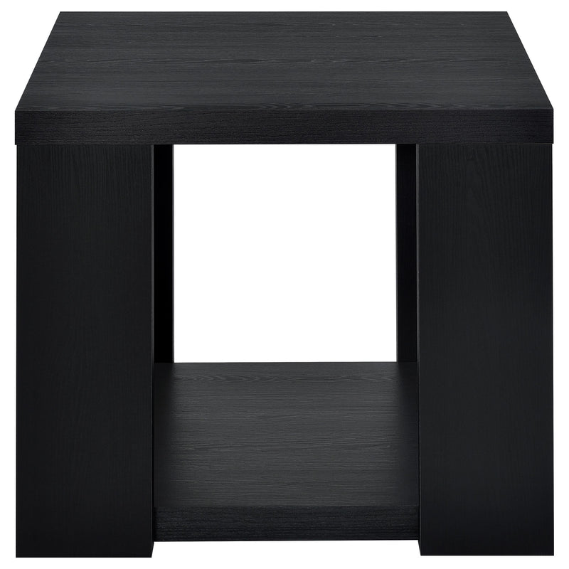 Pavone 2-Piece Transitional Coffee and End Table Set with Shelves Black - 706638-S2