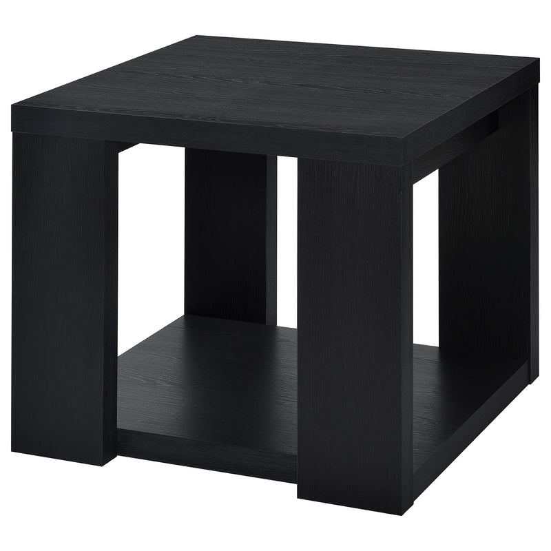 Pavone 2-Piece Transitional Coffee and End Table Set with Shelves Black - 706638-S2