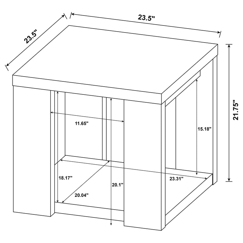 Pavone 2-Piece Transitional Coffee and End Table Set with Shelves Latte - 706648-S2