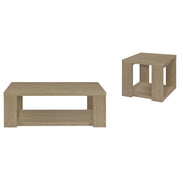 Pavone 2-Piece Transitional Coffee and End Table Set with Shelves Latte - 706648-S2