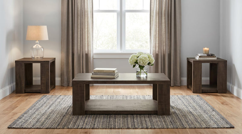Pavone 3-Piece Coffee and End Table Set with Open Shelves Dark Rustic Mango - 706628-S3