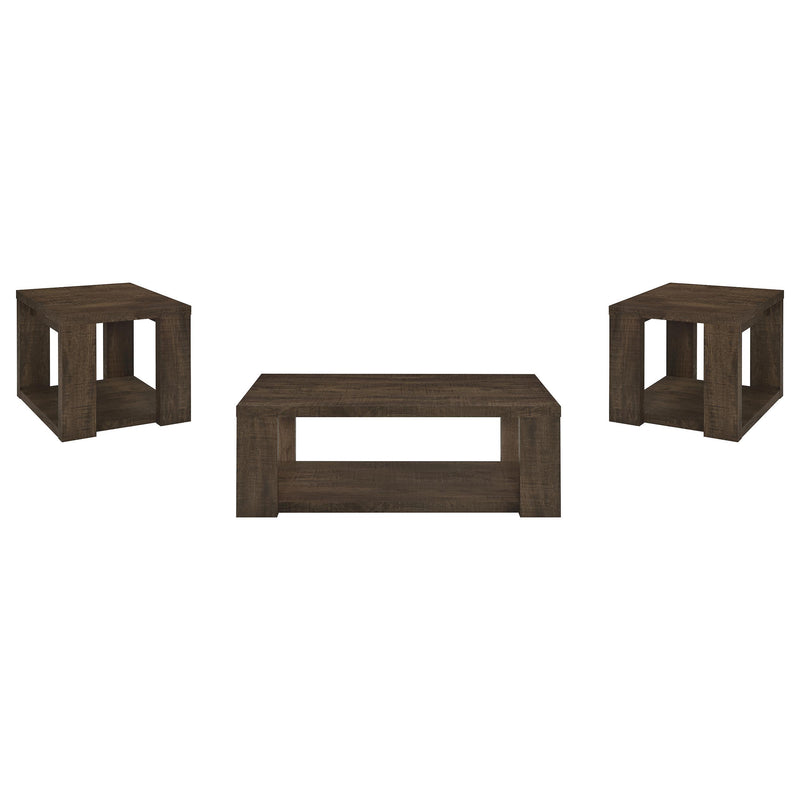 Pavone 3-Piece Coffee and End Table Set with Open Shelves Dark Rustic Mango - 706628-S3