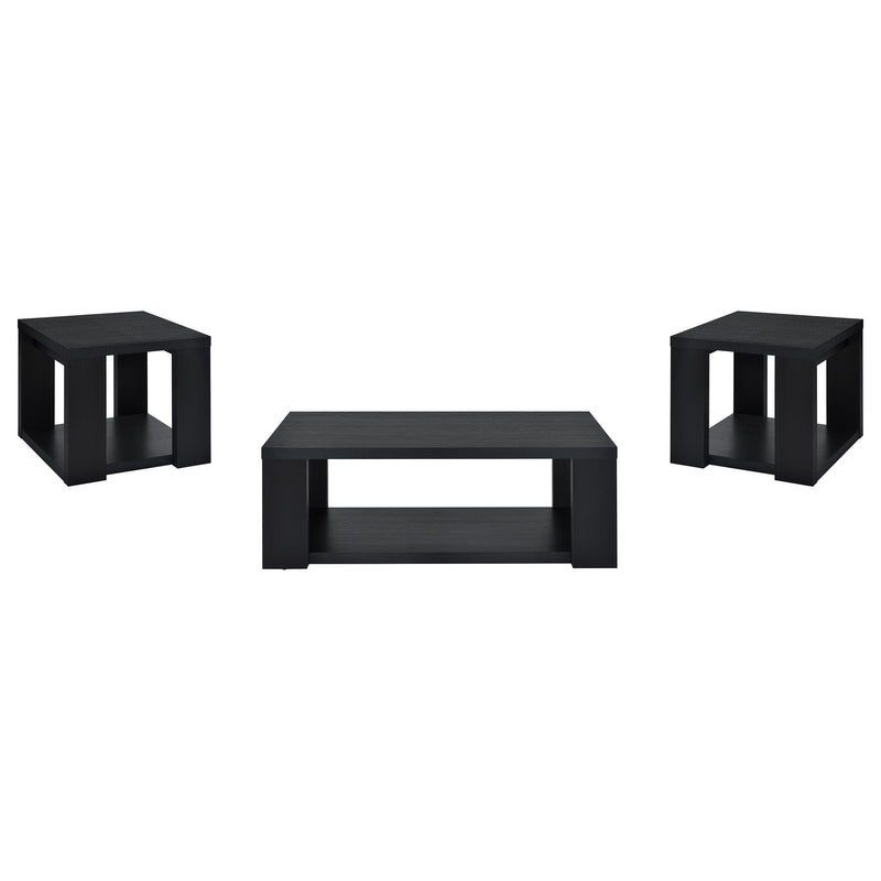 Pavone 3-Piece Transitional Coffee and End Table Set with Shelves Black - 706638-S3