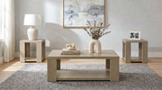 Pavone 3-Piece Transitional Coffee and End Table Set with Shelves Latte - 706648-S3
