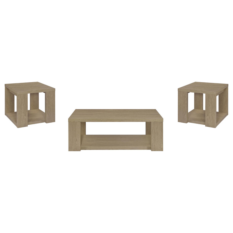 Pavone 3-Piece Transitional Coffee and End Table Set with Shelves Latte - 706648-S3
