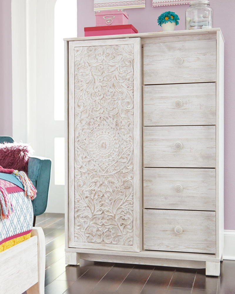 Paxberry Whitewash Full Panel Bed, Chest and Nightstand - B181B22