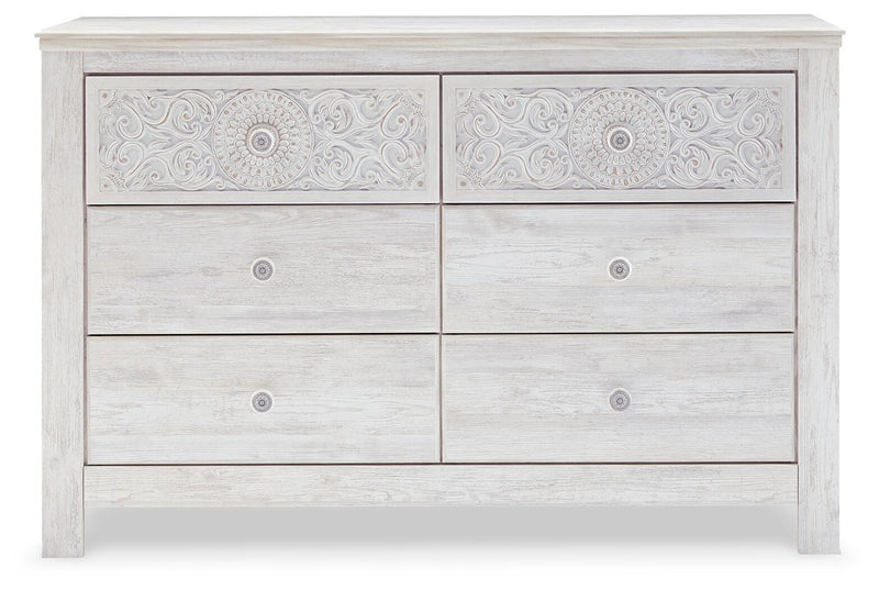 Paxberry Whitewash Full Panel Bed, Dresser and Nightstand - B181B23