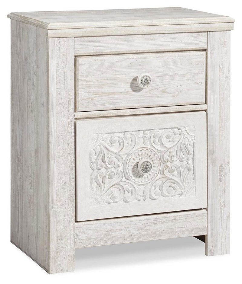 Paxberry Whitewash Full Panel Bed, Dresser and Nightstand - B181B23