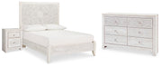 Paxberry Whitewash Full Panel Bed, Dresser and Nightstand - B181B23