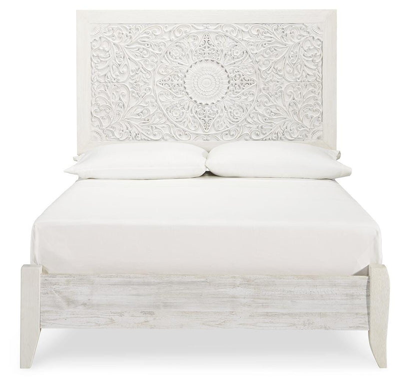Paxberry Whitewash Full Panel Bed, Dresser and Nightstand - B181B23