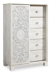 Paxberry Whitewash Full Panel Bed, Dresser, Mirror and Chest - B181B17