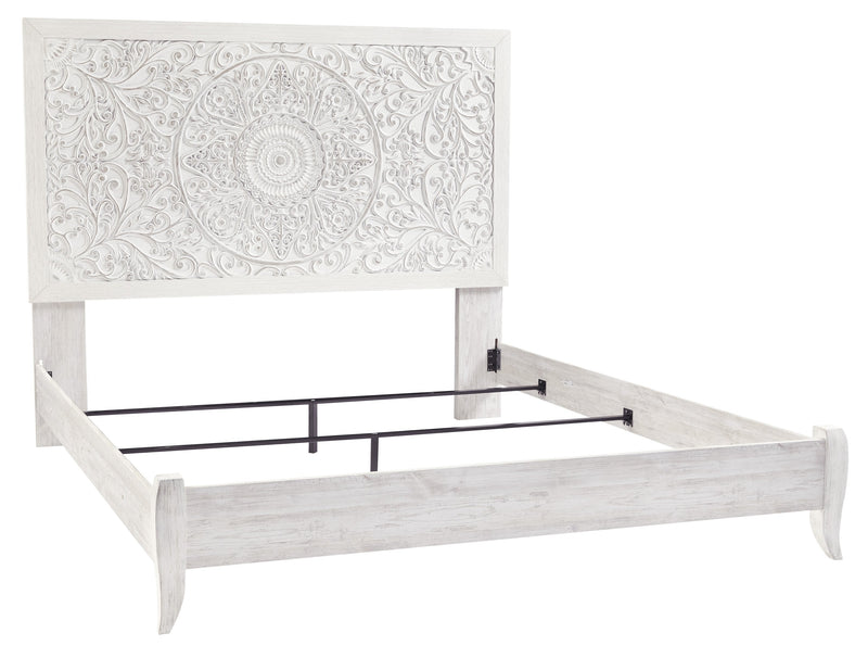 Paxberry Whitewash King Panel Bed - Gate FurnitureKing Bed